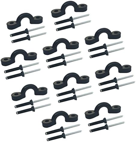 10 Pcs Kayak Nylon Pad Eye with 20 Pcs 3/16" Tri-Grip Rivets for Kayak, Canoe, Boat and Bungee Deck Loops Tie Down