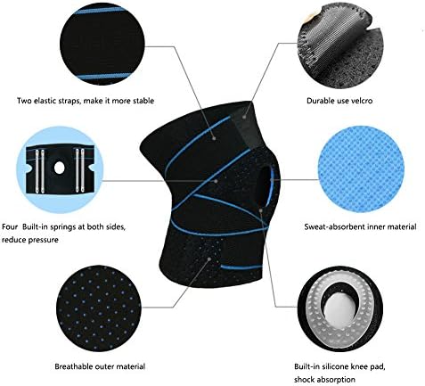 Beskey Knee Brace Support Knee Compression Sleeve Adjustable Tightness Non-slip Breathable Material for Arthritis, Meniscus Tear, Pain Relief, Running, Basketball, Sports (Single)