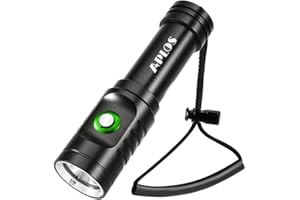 APLOS AP01 Diving Flashlight with Power Indicator, IPX8 Waterproof Professional Rechargable Dive Light