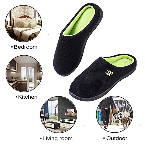 DL Mens Memory Foam Slippers Slip on, Comfy House Slippers For Mens Indoor Outdoor, Cozy Men's