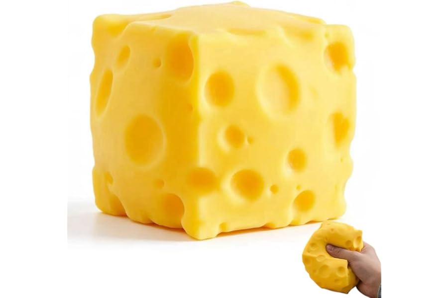 Yellow Cheese Squishy Toy Slow Rising Soft Squeeze Fidget Toy Stress Relief Sensory Desk Toy for Kids Adults Cute Party Gift