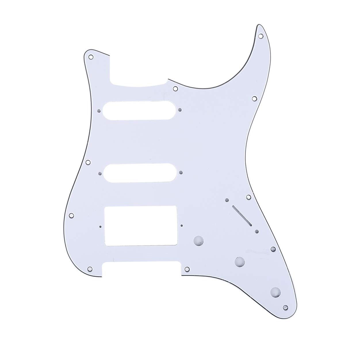 Musiclily Pro 11-Hole Modern Style Strat HSS Pickguard for American Stratocaster Guitar, 3Ply White