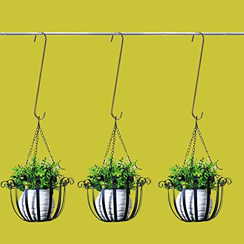 S Hooks, VIPITH 4 Pack 12 inch Stainless Steel Metal Long S Shaped Hooks Heavy- Duty S Hanging Hooks Hangers for Pan&Pot Kitchenware Planter Bag Towel Umbrella Folder Cage in Kitchen Bedroom Bathroom