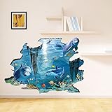 xiaoying Uelfbaby Undersea dolphins photo wall paper - aquarium fish sea mural - XXL undersea underwater world wall decoration (Multicolor)