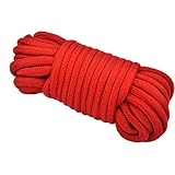 MASY 10m 32 Feet Long Rope Natural Soft Cotton Ropes Durable Strap 7mm Thickness,Red