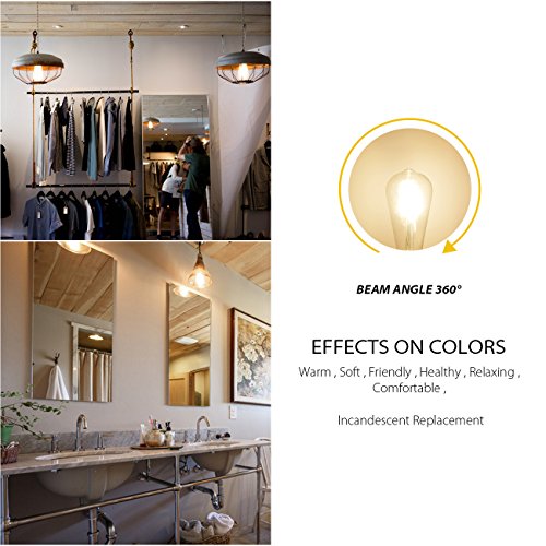 LVWIT ST21 LED Filament Bulb 4.5W(40 Watt Equivalent) Dimmable 3000K Soft White Vintage Edison Light Bulb E26 Medium Base (6-Pack) (4.5W- Soft White)