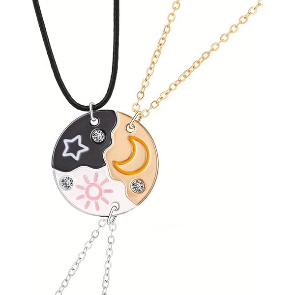 Amazon.com: Joiigaem BFF Necklace For 3 Trio Sun Moon Star