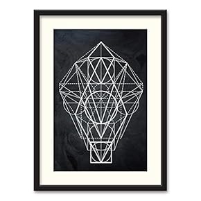 Black Paper Framed for Living Room Bedroom Abstract Geometric for