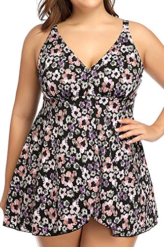 PERONA Women's Swimdress Plus Size Swimwear One Piece Swimsuit Floral Print Bathing Suit (US 26(Read The Size Chart in Our Image), Ada) at Amazon