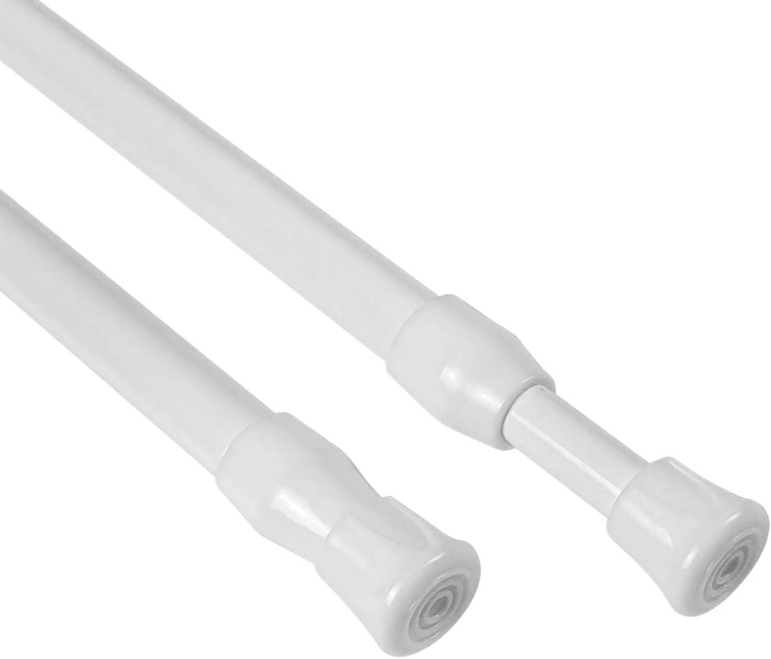 Window Treatment Hardware - KXLIFE 2 Pack Small Spring Tension Curtain Rod for Window Cupboard Closet (White, 16 to 28 Inch)