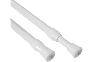 KXLife 2Pcs Spring Tension Curtain Rod, 28 to 40 Inch Adjustable Small Tension Rods No Drill, White Spring Loaded Curtain Ten