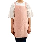 Kids Cotton Cross Back Aprons Children Chef Pure Child Apron with 2 Pockets for Baking Painting Cooking