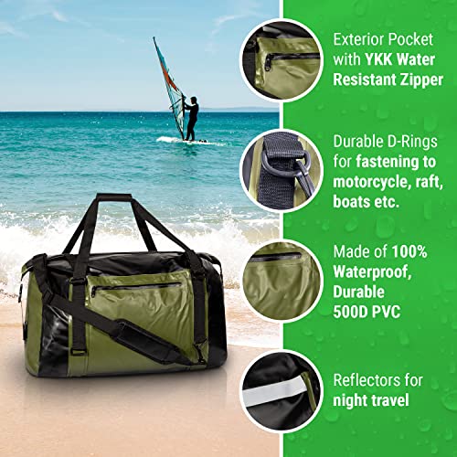 Waterproof Duffel Bag 60L Extra Large Heavy Duty Dry Duffle Gear Bag with Durable Compression