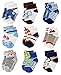 Growth Pal 9 Pack Non Skid Anti Slip Baby Socks with Grips Cotton Socks for Walking Toddlers 0-36 Months Boys-01