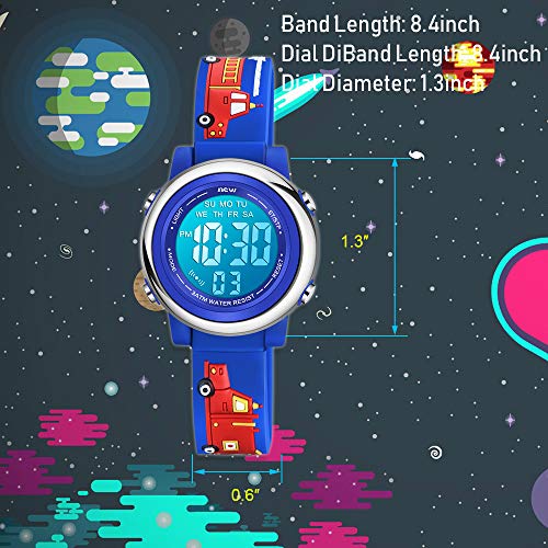 Venhoo Kids Watches for Boys 3D Cartoon Waterproof Silicone 7 Color Flashing Lights Children Toddler Wrist Watch for Boy Little Child