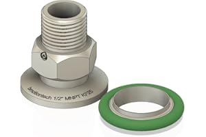BROWNIAN MOTION TECHNOLOGY 1/2" MNPT x KF25 flange fitting adapter with stainless steel centering ring (ISO-KF KF25 QF25 NW25) (1/2" MNPT KF25 with a centering ring)