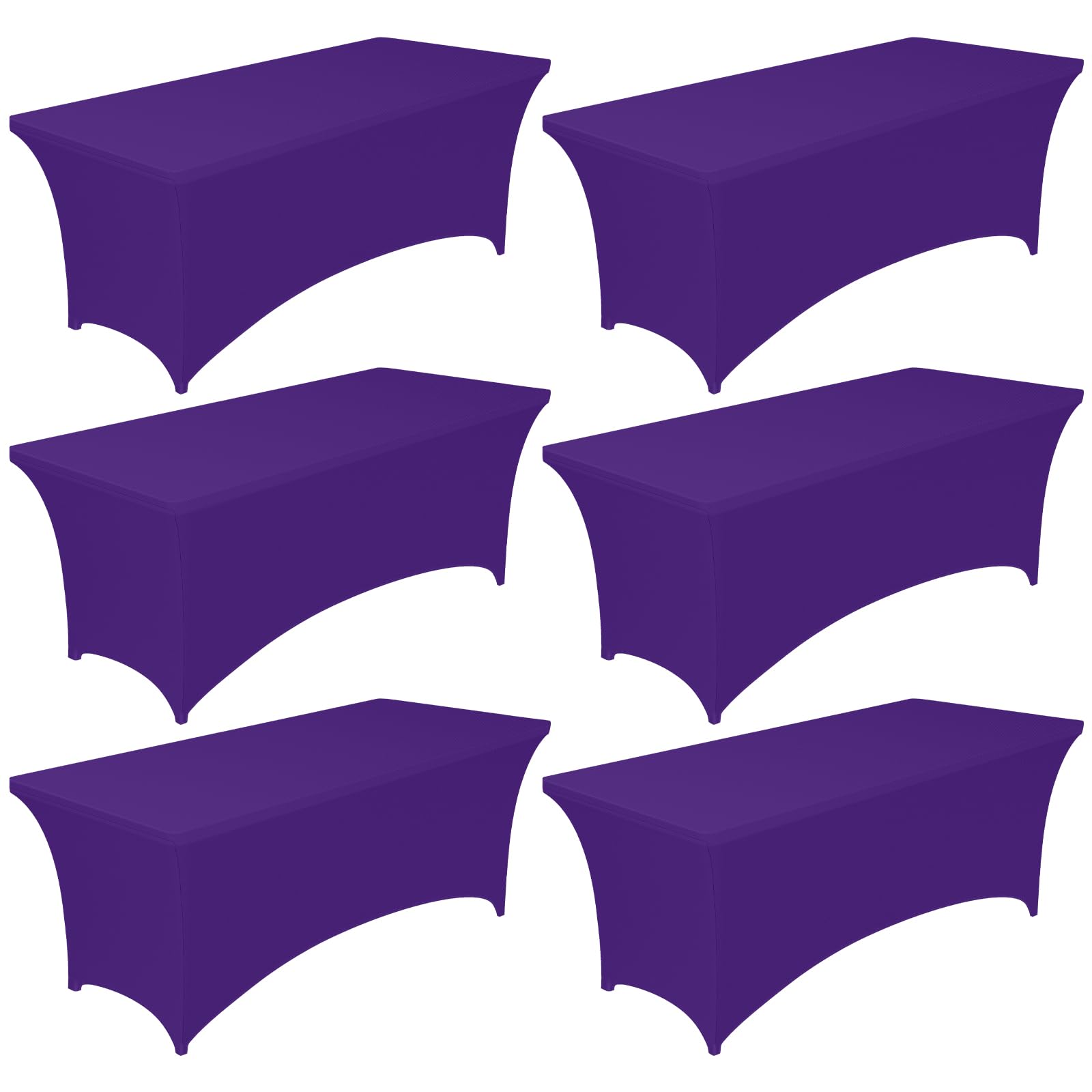 Photo 1 of Pureegg Spandex Tablecloth 6ft - 6 Pack, Fitted and Stretch Table Cover for Rectangle Tables, Wrinkle-Resistant and Secure Fabric for Outdoor, Picnic, Party, Wedding, Banquet and Birthday, Purple