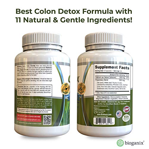 Bioganix Colon Detox and Weight Loss Supplement with Herbal Formula for Adults, 120 Capsules