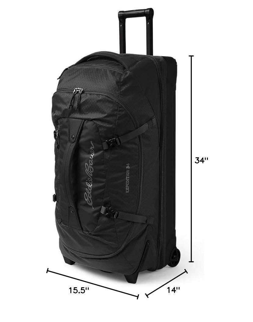 Eddie Bauer Expedition 34 Duffel 2.0 - Lightweight Travel Luggage Made From Rugged Polycarbonate and Nylon, Black