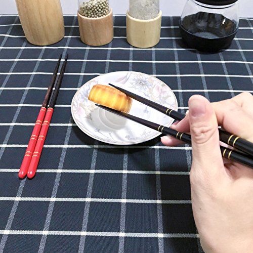 Top Grade Japanese Natural Wood Chopsticks, Reusable Classic Style, Dishwasher Safe, 2 Pairs Set with Case Value Gift - Thumbnail 2
