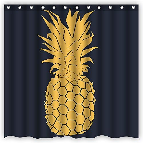 Atwtow Amazing Beautiful Abstract Dark Blue Art Golden Pineapple Custom Gift Bathroom Shower Curtain,72-Inch by 72-Inch,Unique and Generic Waterproof Polyester Fabric Decorative Bath Curtain Designs