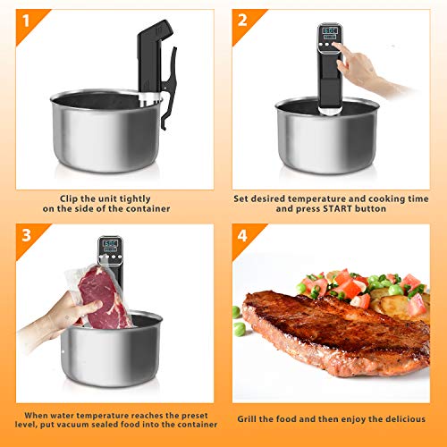 Sous Vide Precision Vacuum Slow Cooker with Thermal Immersion Circulatory Accurate Temperature Digital Timer LED Elegant Display - Thumbnail 4