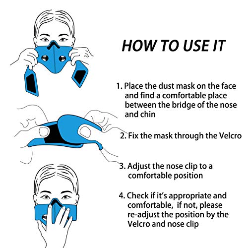 Vindar Dustproof Masks, Activated Carbon Dust Mask, Filtration of Exhausts Gas, PM2.5, Anti Pollen Allergy for Running, Cycling, Gardening, Outdoor Activities