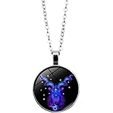 Spirit Necklace Zodiac, Serene Manifestation Necklace, Zodiac Pendant Necklace, 12 Constellation Luminous Stone Couple Necklace, Gift Ideal For Horoscope Lovers.