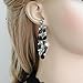 EVER FAITH Tear Drop Flower Cluster Dangle Earrings Jet Color Austrian Crystals Black-Tone