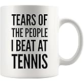 Panvola Tears of the People I Beat at Tennis Sports Tennis Gifts For Men Women Coach Player Novelty Drinkware Coffee Mug Ceramic Cup (11 oz, White)