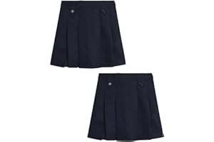 dELiA*s Girls' School Uniform Skirt - 2 Pack Belted, Two Tab, Two Button Pleated Skort - Twill Scooter Skirts for Girls, 4-16