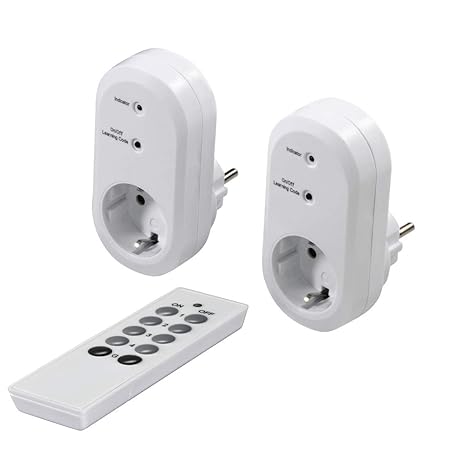 Hama Funksteckdosen Set mit Fernbedienung (3500 Watt, 30m Reichweite, energiesparend, erweiterbar, separat ein/ausschaltbar, 
