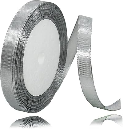 ZSYIULIA 10mm Silver Gray Satin Ribbon 22m Gift Wrapping Thin Fabric