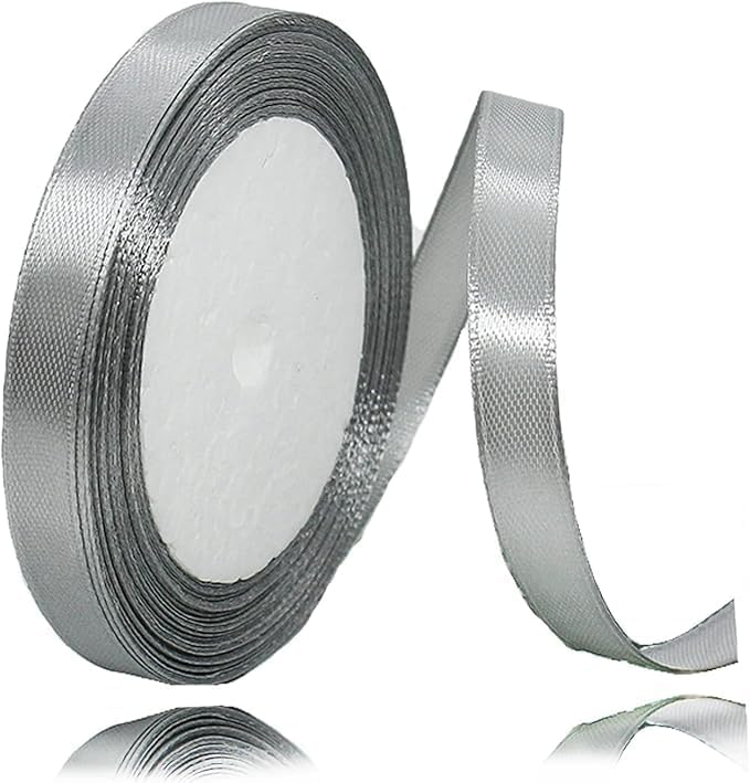 ZSYIULIA 10mm Silver Gray Satin Ribbon 22m Gift Wrapping Thin Fabric