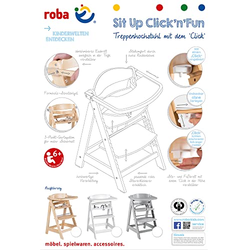 roba “Sit Up Click” Step High Chair Sit Up III with Quick Release and Food Board natural