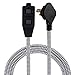 Cordinate Designer 3-Outlet Extension Cord, 2 Prong Power Strip, Extra Long 8 Ft Cable with Flat Plug, Braided Chevron Fabric Cord, Slide-to-Lock Safety Outlets, Black/White, 39984