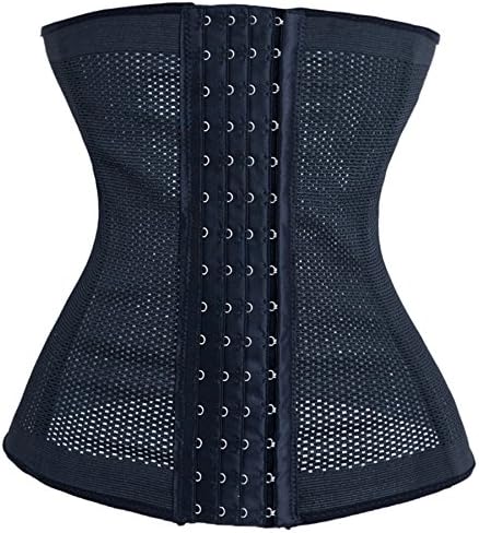 KissFit Waist Trainer Cincher with 6 Pcs Steel Boned for Quick Weight Loss Fat Burner (M, Black)