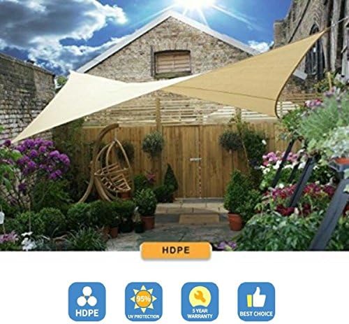 Unicool Deluxe Rectangle 13' x 19'8" Sun Shade Sail Canopy UV Block Outdoor Patio Pool Top Cover Cream/Beige