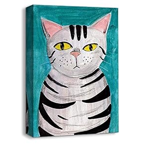 Abstract Cat Painting Artwork for Framed
