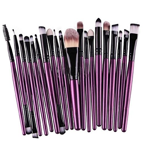 MELADY20pcs Multi-function Purple+Black Pro Cosmetic Powder Foundation Eyeshadow Eyeliner Lip Makeup Brushes Sets