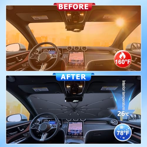 [2026 Upgrade] BSTW Compatible with Benz GLC X254 2023-2026 & GLC X253 2016-2022 Windshield Sunshade, Automatic Folding Sun Shade Drawstring Design Thermal Insulation and UV Protection