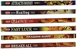 5 Different Incense Packs-(plus 1 More) Money, Healing, Love, Luck, Dragons Blood,"Breaks All" Incense