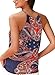 Astylish Women's Summer Floral Print Sleeveless Halter Cami Tank Tops Multicoloured Large 12 14