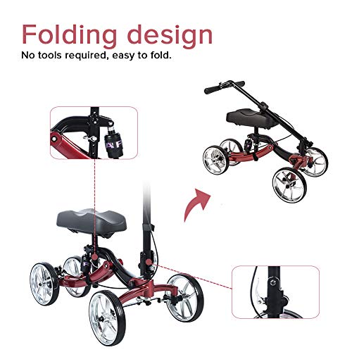 ELENKER All Terrain Steerable Knee Walker with Shock Absorber for Foot