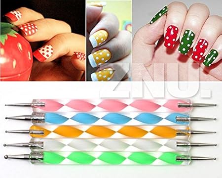Amazon Znu ジェルネイル用 ネイルアート用ドットペン 2way仕様 5本セット ネイルデザイン おもちゃ おもちゃ