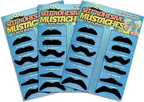 36 Pack Fake Mustache Mustaches Novelty 36pk By Allures & Illusions (Black)