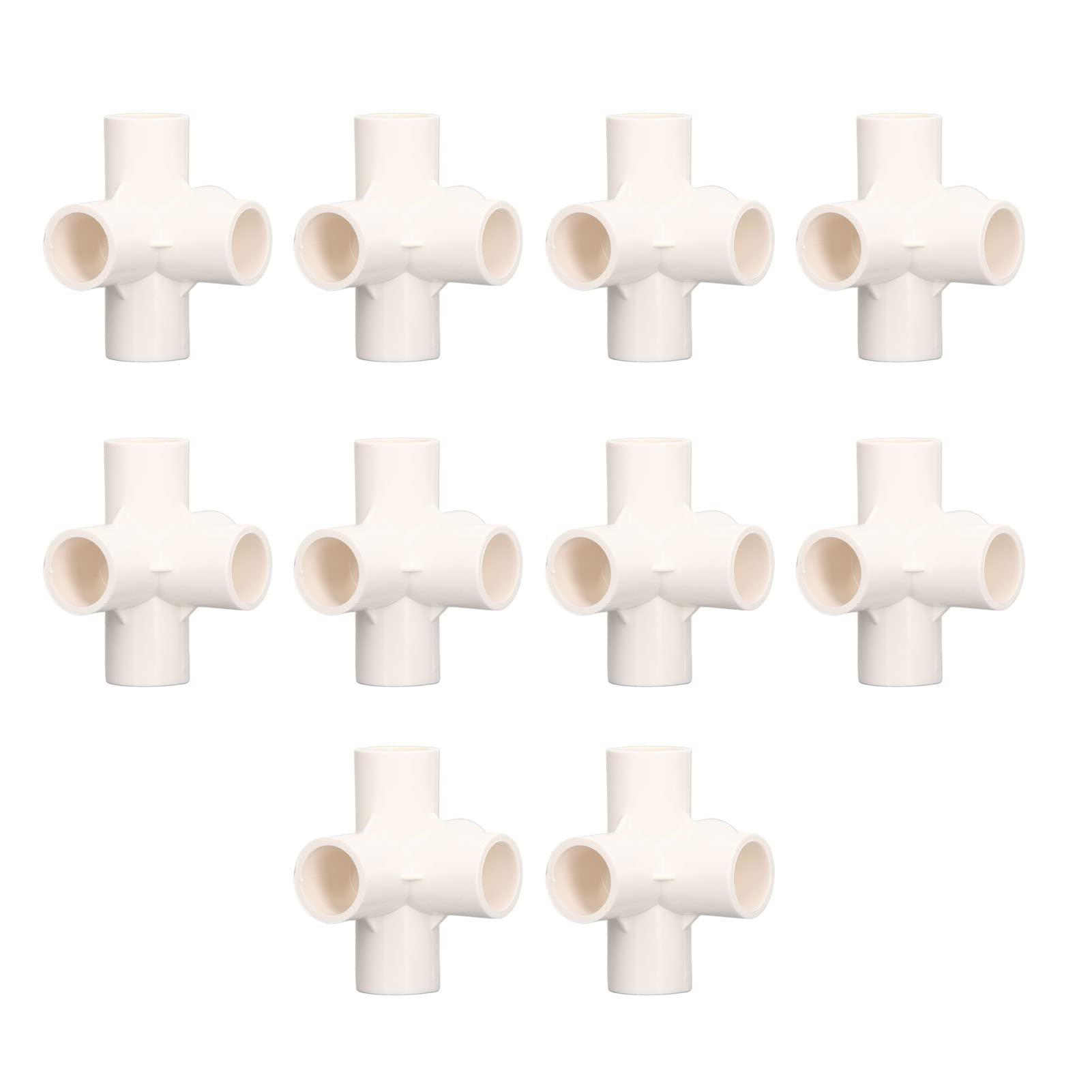 Pvc Pipe Connectors, 20Mm Pvc Pipe, 10pcs 5 Way PVC Pipe Connector 20mm 90° Three-Dimensional Elbow 20Mm Conduit Fittings for Cat Fence (White)