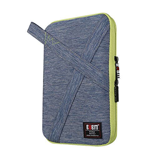 BUBM Universal Electronics Accessories Carry Case/Portable Travel Organizer Bag for USB Cable, SD Card, Hard Drive, Power Bank and More, Multi-Functional Storage Bag with Handle (Large, Blue)
