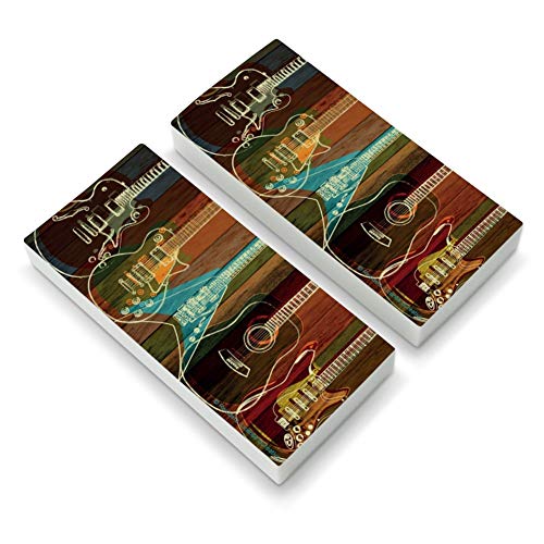 Guitars Electric Acoustic Rock and Roll Wood Paneling Eraser Set of 2