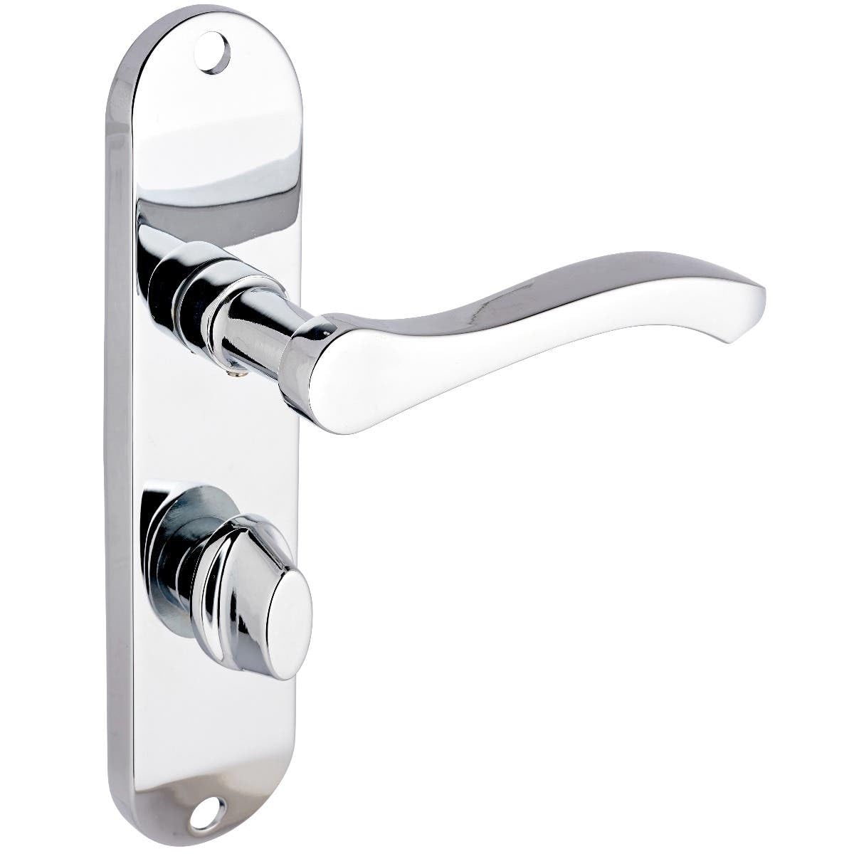 Designer Levers - Capri Contemporary Design Lever Door Handle - 1 Pair - Polished Chrome - Bathroom Door Handle - 180 x 40mm - with Thumbturn
